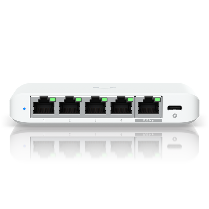 Ubiquiti UniFi Flex Mini 2.5G Netzwerkswitch, 4x RJ-45, 2,5G, PoE in, USB-C-PD - weiß image number 2