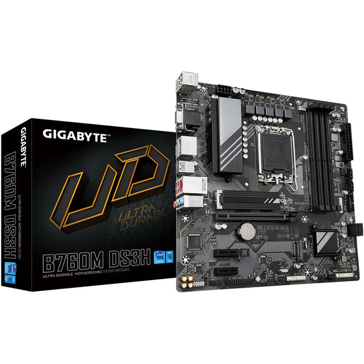 GIGABYTE B760M DS3H Mainboard, Sockel 1700, Intel B760, Micro-ATX, DDR5 image number 0