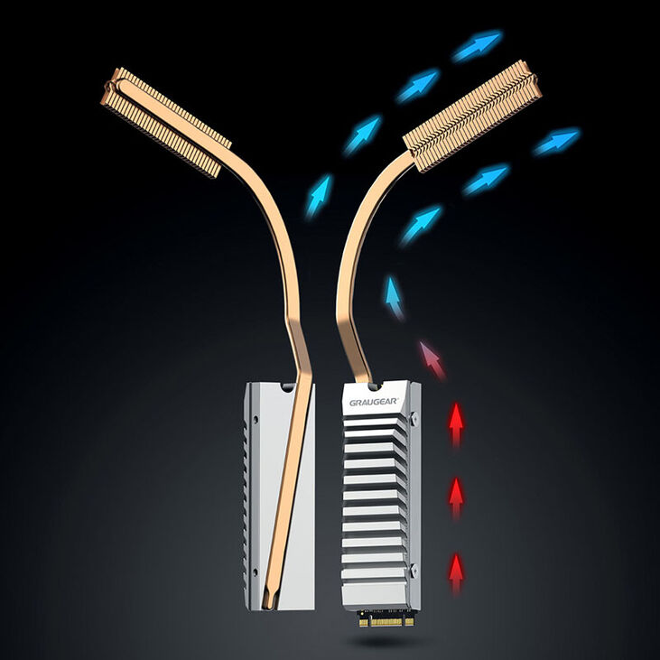 Graugear M.2 NVMe SSD Heatpipe Kühler mit Abdeckung für PlayStation 5 image number 4