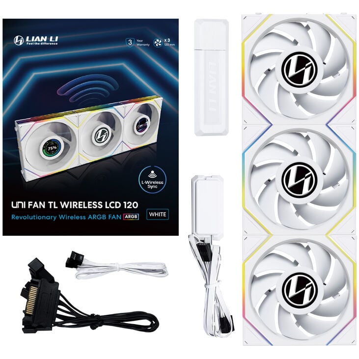 Lian Li UNI FAN TL Wireless LCD Fan, ARGB, PWM, 3-Pack with Controller - 120 mm, White image number 9