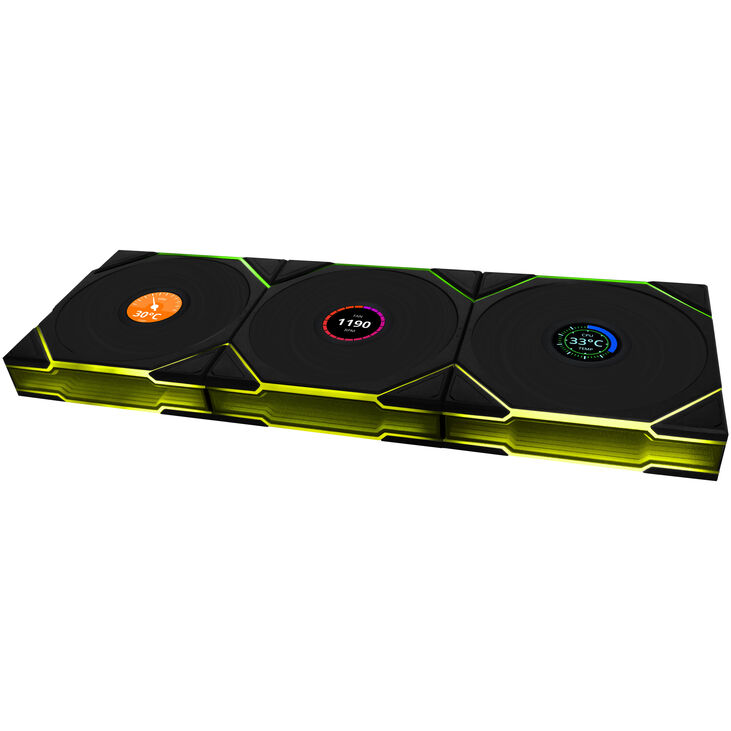 Lian Li UNI FAN TL-LCD Wireless Reverse Blade Lüfter, 3er-Pack inkl. Controller - 120mm, schwarz image number 0