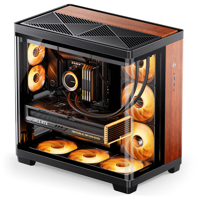 JONSBO TK‑4 Wood PC‑Geh&auml;use, Midi‑Tower, ATX, Tempered Glass - schwarz image number 2