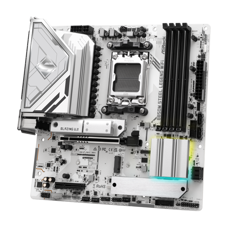ASROCK B850M Steel Legend Wifi Mainboard, Sockel AM5, AMD B850, Micro-ATX, DDR5 image number 2