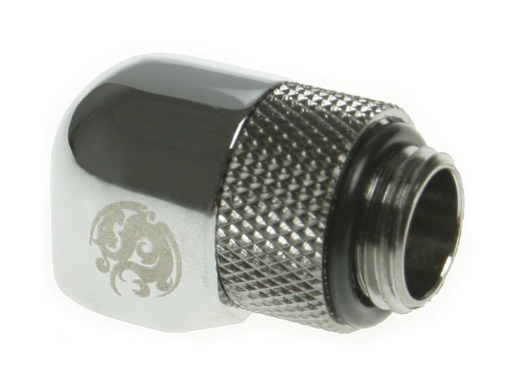Bitspower Adapter 90 Grad G1/4 Zoll AG auf G1/4 Zoll IG - drehbar, silber glänzend image number 0