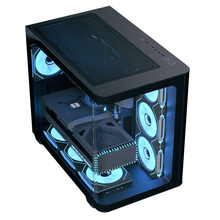 Aerocool P500C PC-Gehäuse, Midi-Tower, ATX, Tempered Glass - schwarz image number 2