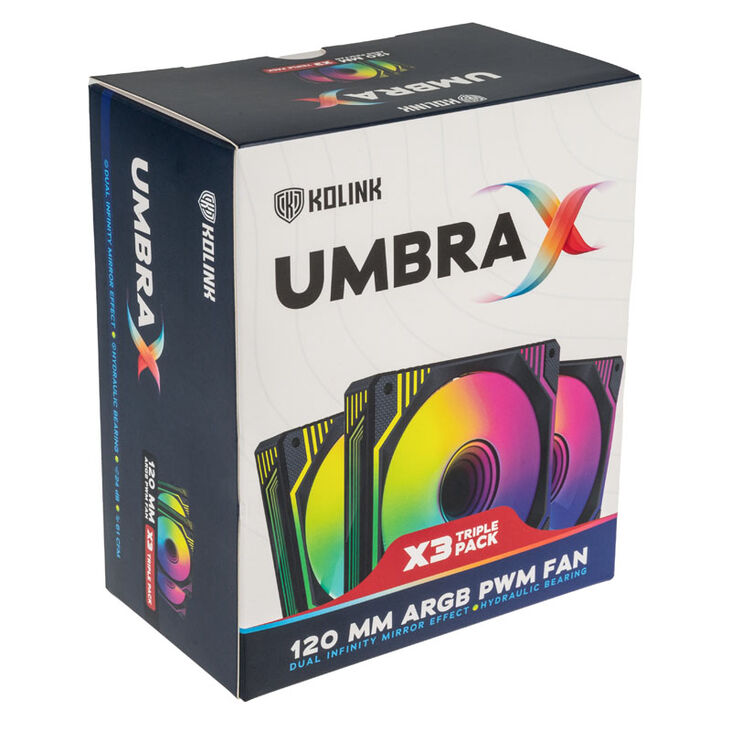 Kolink Umbra X 120mm ARGB High Performance PWM Fan Triple Pack - Black image number 7