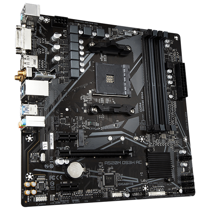 GIGABYTE A520M DS3H AC motherboard, socket AM4, AMD A520, Micro-ATX, DDR4 image number 1