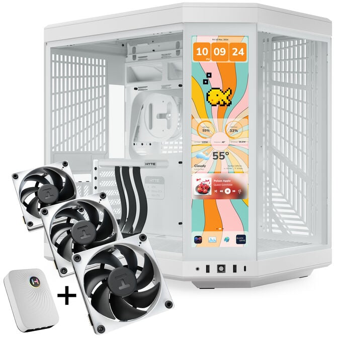 Hyte Y70 Mid Tower Touch Infinite - Snow White + FP12 3-Pack & NP50 image number 0