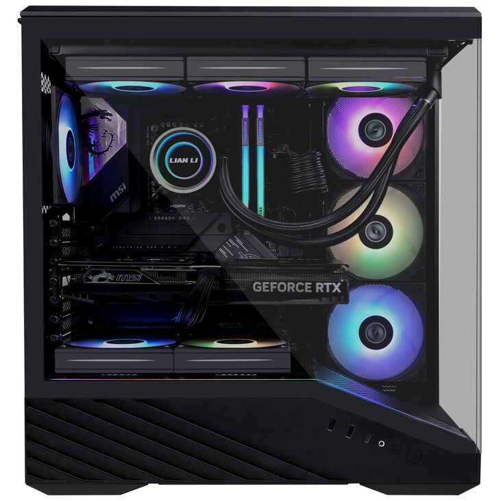 Lian li vector v100 pc case, midi tower, atx, rgb, tempered glass - black image number 7