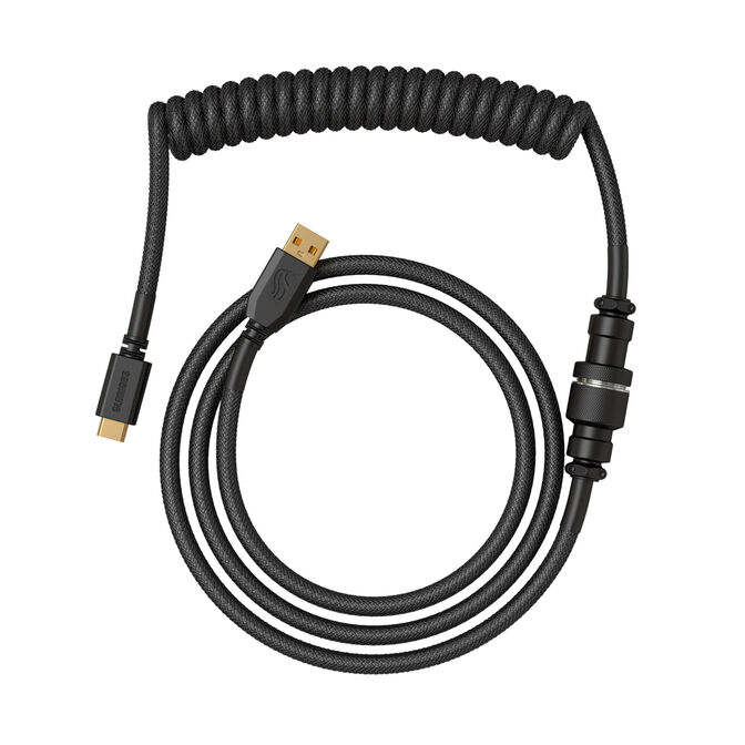 Glorious GMMK Coiled Cable Phantom Black, Spiral Keyboard Cable, USB-C/USB-A - Black image number 1