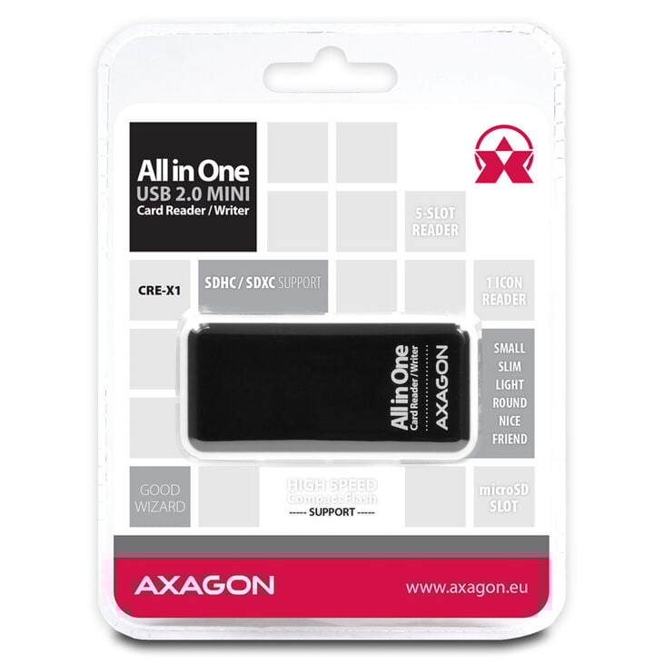 AXAGON CRE-X1 Externer Mini-Kartenleser, 5-slot image number 5