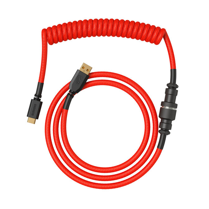 Glorious GMMK Coiled Cable Crimson Red, Spiral Keyboard Cable, USB-C/USB-A &ndash; Red/Black image number 1