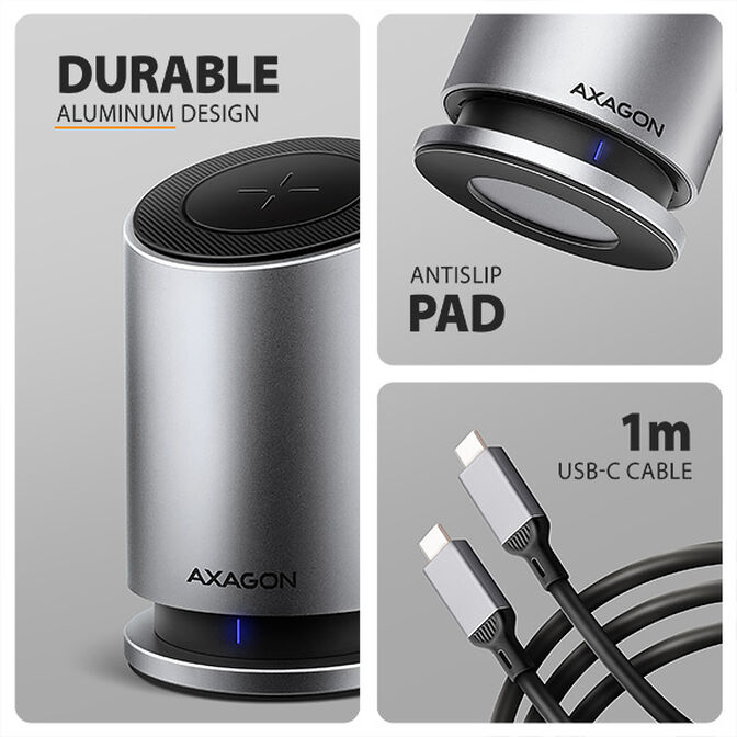 AXAGON HMC-WL9 USB-C Hub, 9in1-Dockingstation, 3x 10Gbps USB - grau image number 1