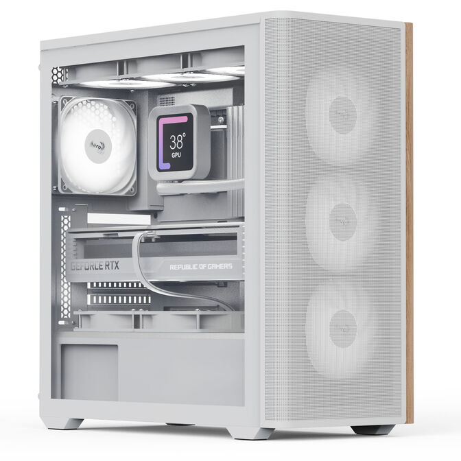 Aerocool D501A PC case, Mid Tower, ATX, Tempered Glass - white image number 0