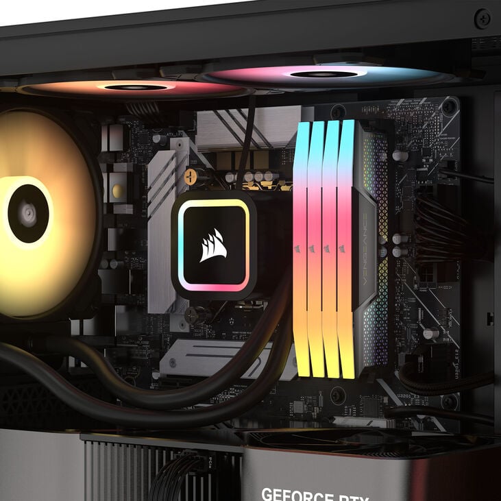 Corsair Vengeance RGB DDR5-8200 RAM, CL40, XMP 3.0, CUDIMM - 48 GB Dual-Kit, silber image number 6