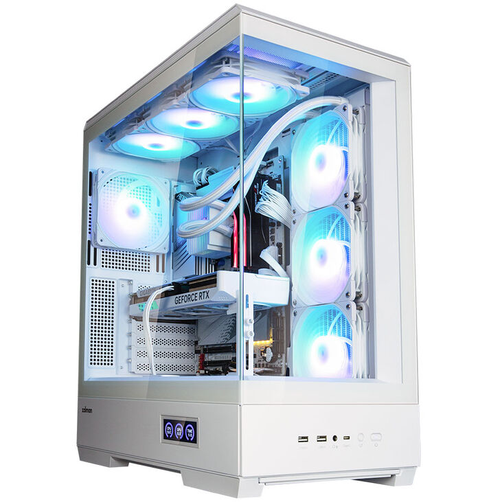 Zalman P50 DS PC-Gehäuse, Midi-Tower, ATX, RGB, Tempered Glass - weiß image number 1