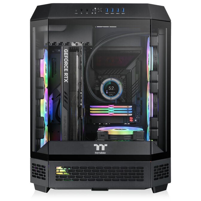 Thermaltake The Tower 600 PC Case, Mid Tower, ATX, Tempered Glass &ndash; includes 2x 140mm Fans, Black image number 4