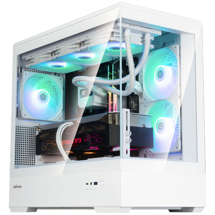 Zalman P30 V2 PC-Gehäuse, Mini-Tower, mATX, RGB, Tempered Glass - weiß image number 1