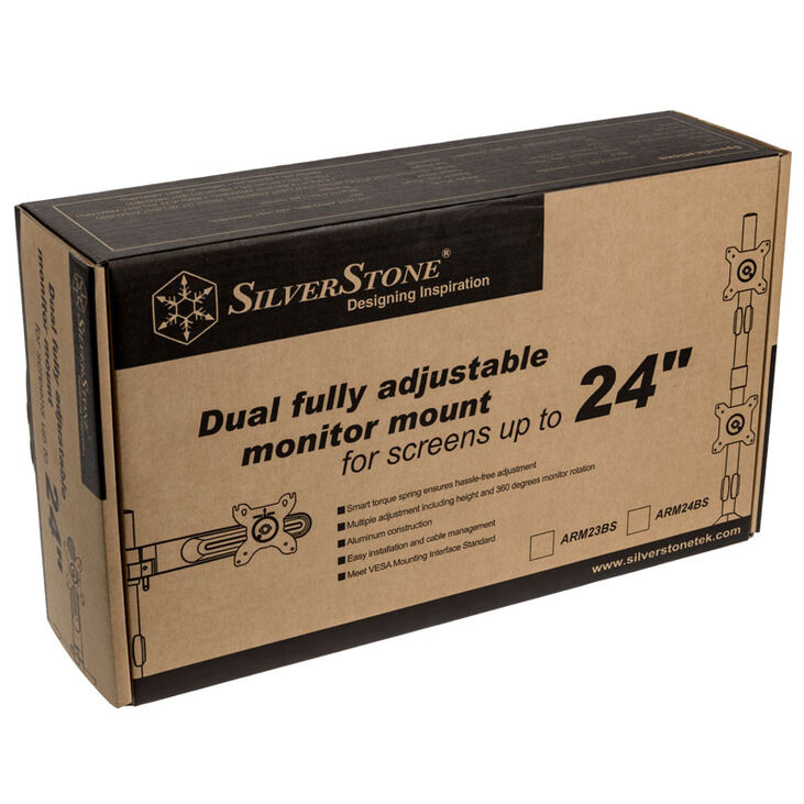 SilverStone SST-ARM24BS - Vertikaler Dual Monitorarm - schwarz image number 6