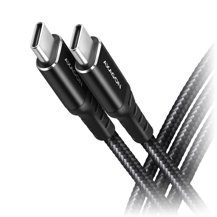 AXAGON BUCM-CM20AB USB-C zu USB-C 2.0 Kabel, 2m, PD 60W, 3A, geflochten - schwarz image number 0