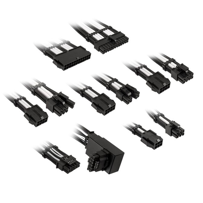 Kolink Core Pro Braided Cable Extension Kit 12V-2x6 Type 1 - Jet Black/Brilliant White image number 0
