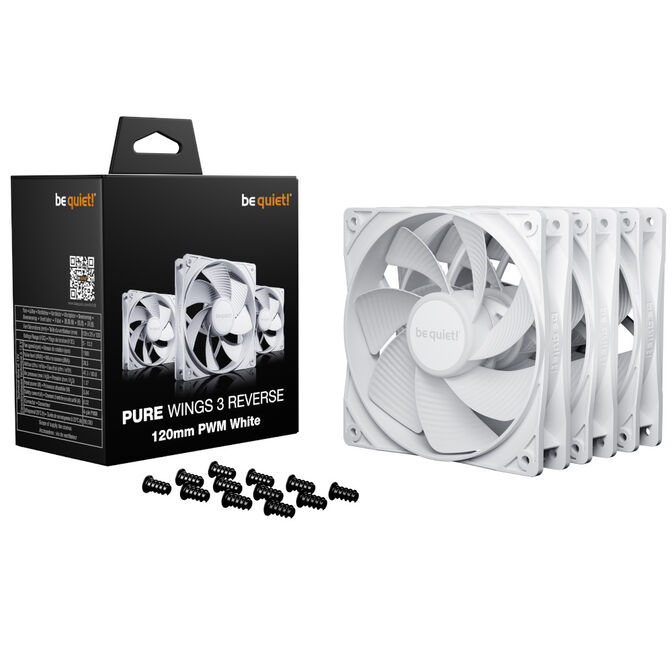 be quiet! Pure Wings 3 Fans, PWM, Reverse - 120mm, white, pack of 3 image number 0