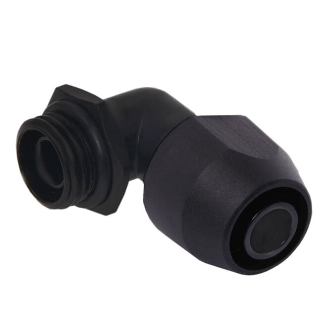 Alphacool HF Screw-in Fitting TPV Metal, 90 Degree Rotatable 12.7/7.6mm - Black image number 0
