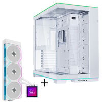 Lian Li O11 Dynamic EVO RGB PC Case Bundle + HydroShift II LCD-S 360TL AiO - White