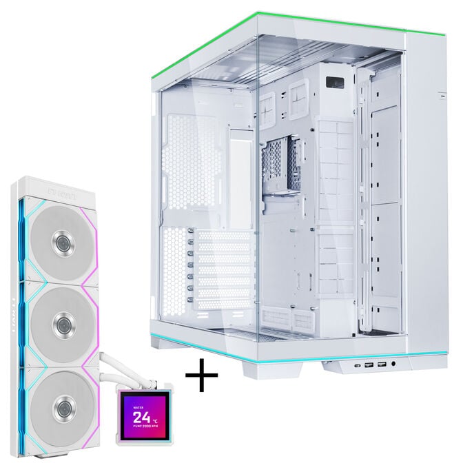 Lian Li O11 Dynamic EVO RGB PC Case Bundle + HydroShift II LCD-S 360TL AiO - White image number 0