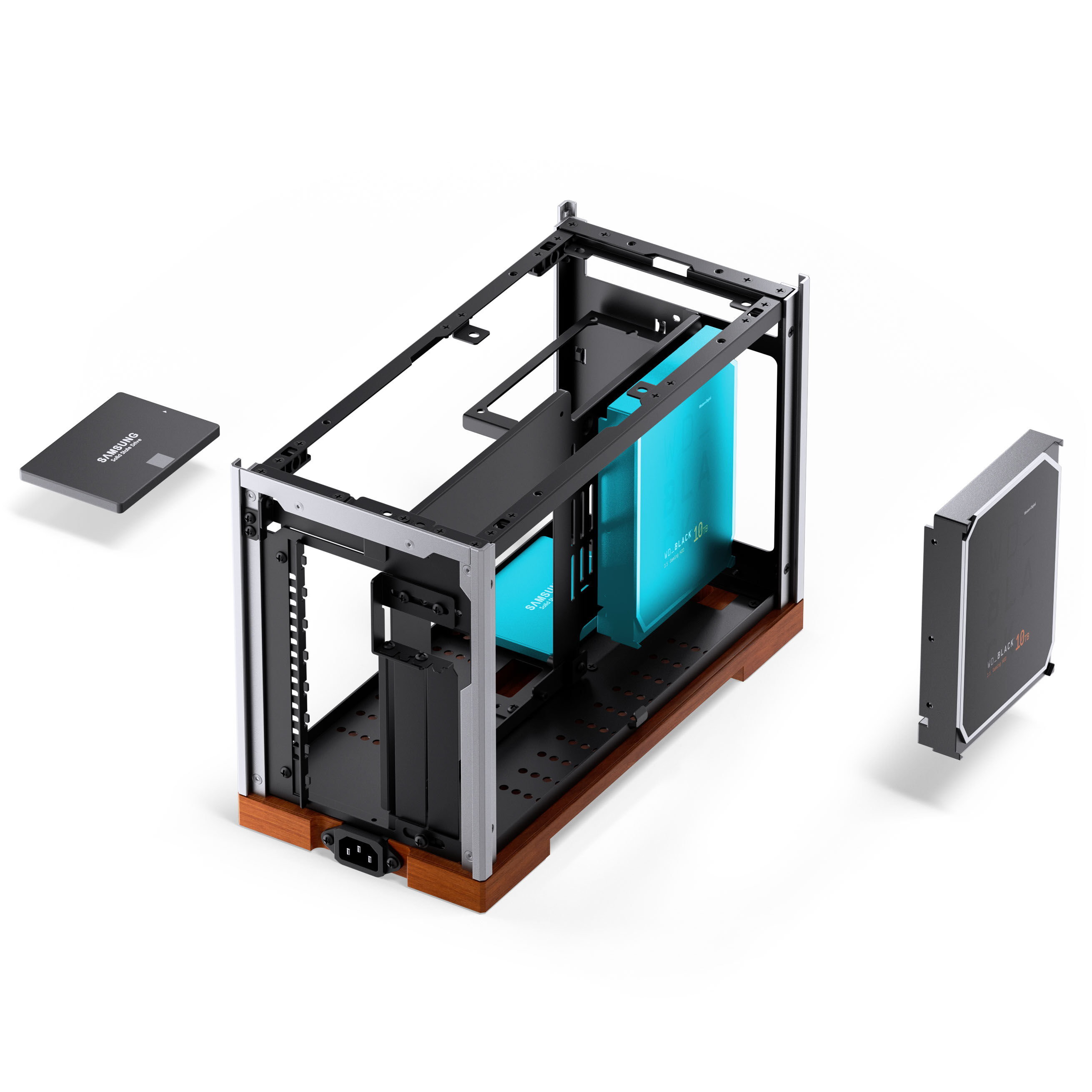 Jonsbo T9 PC Case, Mini Case, ITX, PCIe 5.0 Riser Cable - silver