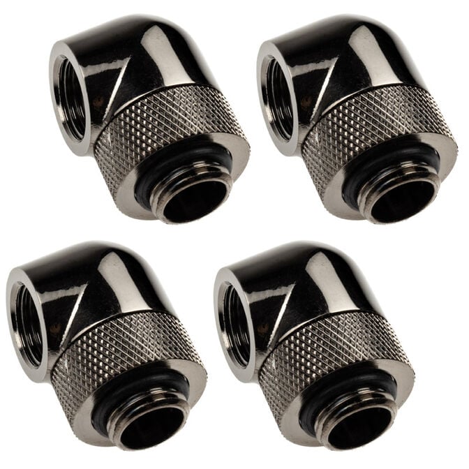 XSPC Adapter 90 Degree G1/4 Inch Male to G1/4 Inch Female - Rotatable, Black Chrome, Pack of 4 image number 0