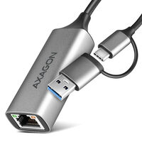 AXAGON ADE-TXCA Gigabit Ethernet  Adapter, USB-C + USB-A - titangrau