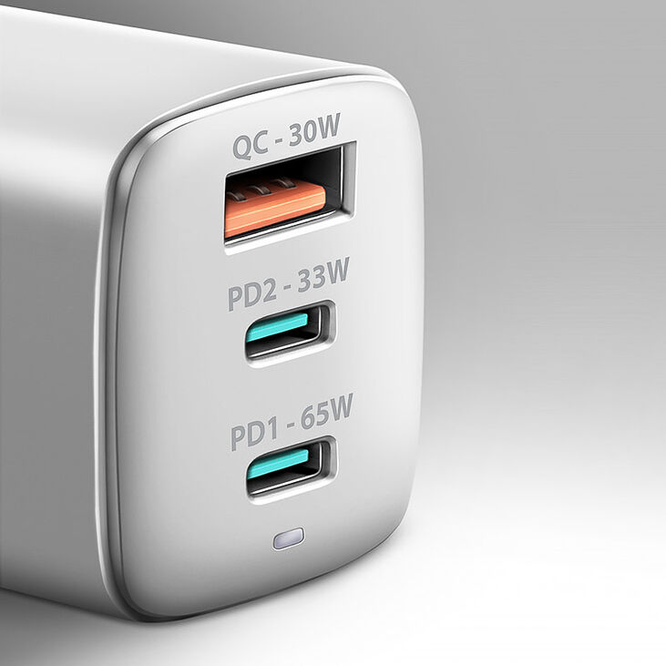 AXAGON ACU-DPQ65W 1x USB-A / 2x USB-C, PD 3.0 / QC4+ / PPS, 65W, weiß image number 1