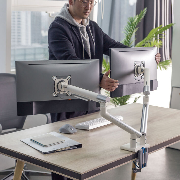 Alterzone Arm Duo USB Aluminium Monitorhalterung - weiß, 2x USB-Typ-A image number 3