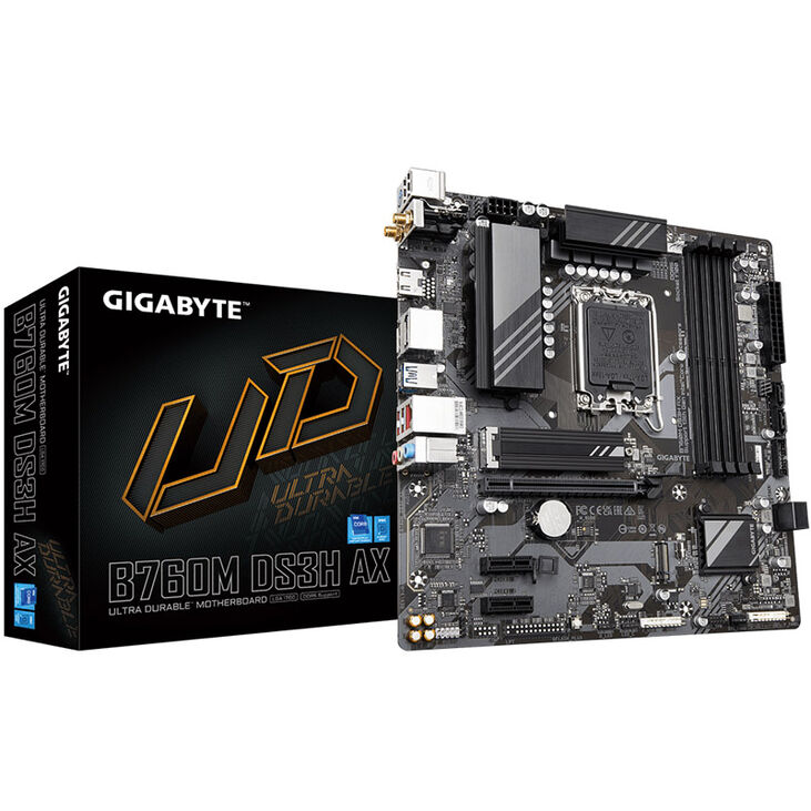 GIGABYTE B760M DS3H AX motherboard, Socket 1700, Intel B760, Micro-ATX, DDR5 image number 0