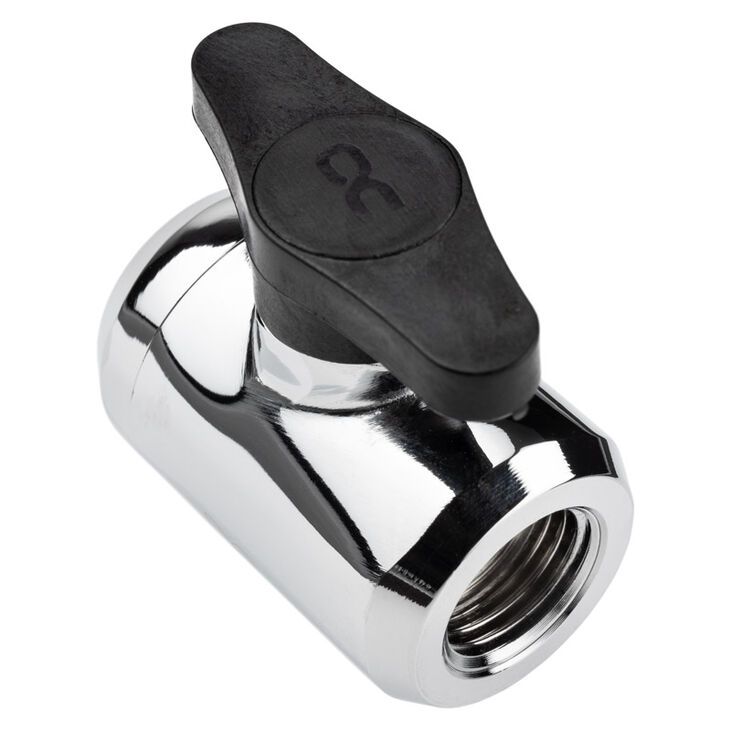 Alphacool Eiszapfen 2 Wege Kugelhahn G1/4 - chrome image number 0