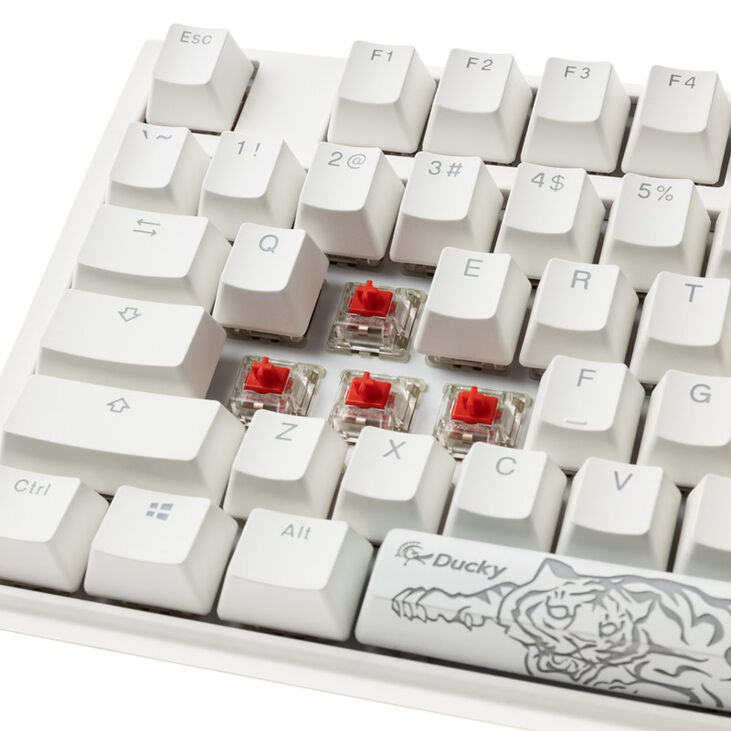 Ducky One 3 Classic Pure White Gaming Keyboard, RGB LED - MX-Red (US) image number 4