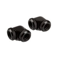 Corsair Hydro X Series XF Hardline Adapter 90 Degree 12mm OD to 12mm OD Hardtube - 2 Pack, Black