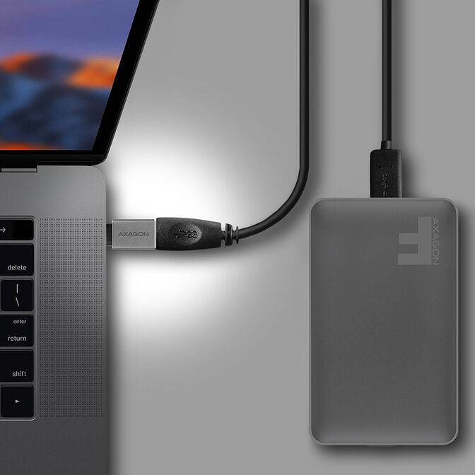 AXAGON USB-C 3.1 M auf USB-A F Adapter, Aluminium - schwarz image number 2