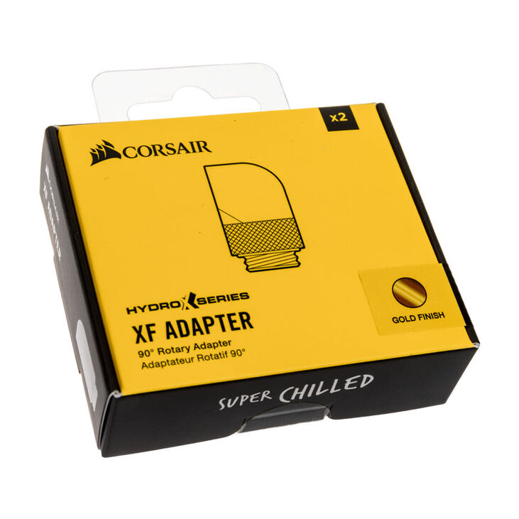 Corsair Hydro X Series Adapter 90 Grad G1/4 Zoll AG auf G1/4 Zoll IG - 2er Pack, drehbar, gold image number 2