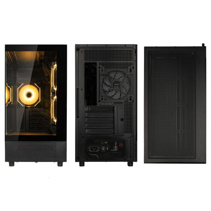 GSI SmartAssembly ARGB Glass Micro-ATX PC case, mid tower, Micro-ATX, Tempered Glass - black, 750 watts Gold power supply image number 3
