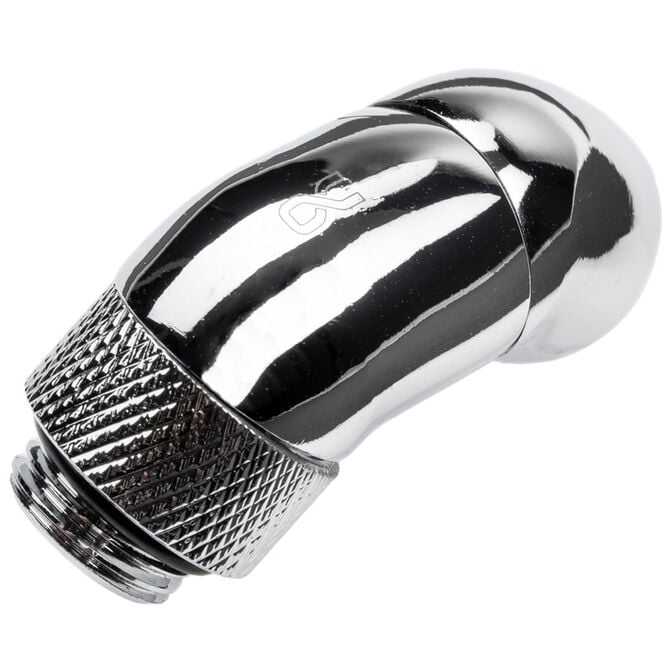 Alphacool Eiszapfen Winkeladapter 45 Grad doppel drehbar G1/4 AG auf G1/4 IG - chrome image number 1