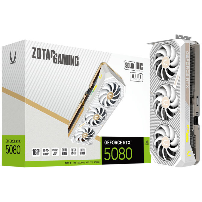 ZOTAC GAMING GeForce RTX 5080 Solid OC White Edition, 16384 MB GDDR7 image number 0