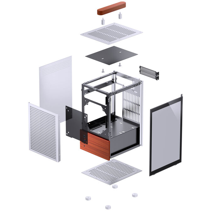 Jonsbo T6 PC Case, Mini-Tower, Mini-ITX, Tempered Glass, Wood &ndash; Silver image number 12