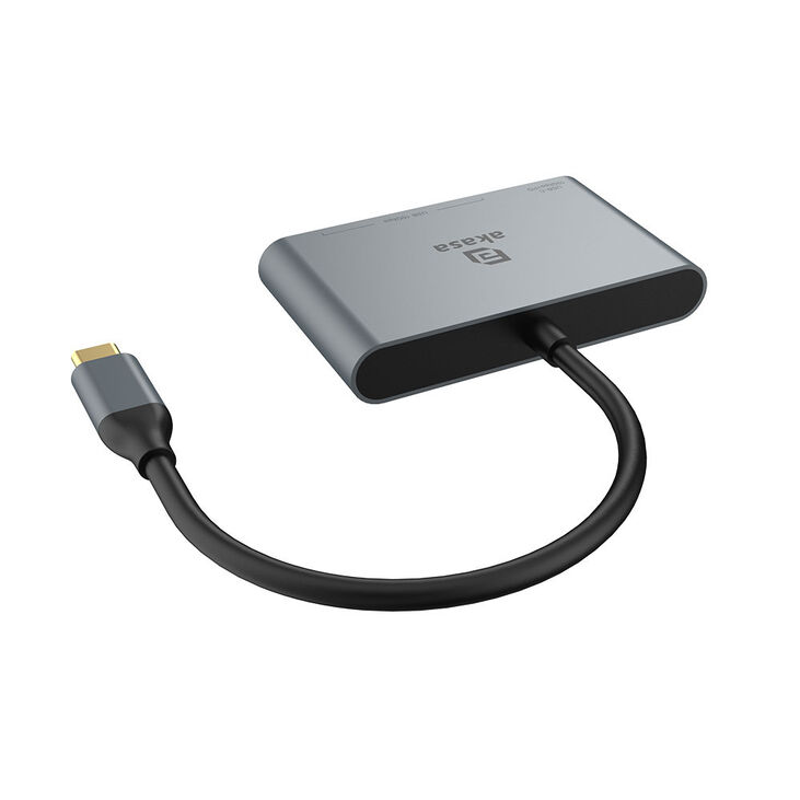 Akasa USB 4-in-1 Hub - 2x USB-C, 2x USB-A, Power Delivery, 18cm, silver image number 2