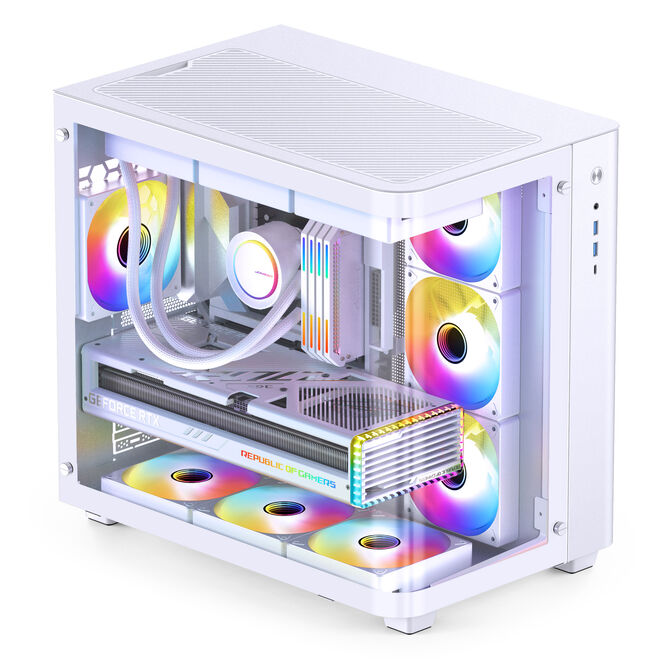 Jonsbo TK-3 PC Case, Mid Tower, ATX, Tempered Glass - White image number 2