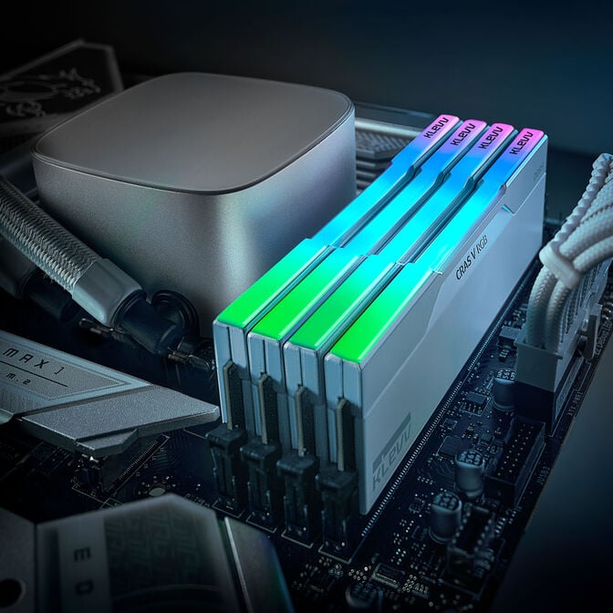 KLEVV CRAS V RGB EXPO DDR5-6400 RAM, CL32, XMP 3.0 & EXPO - 32 GB Dual-Kit, wei&szlig; image number 10