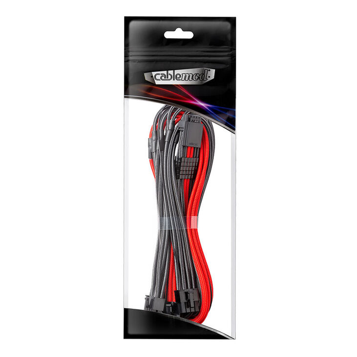 Cablemod PRO ModMesh RT 12VHPWR auf 3x PCI-e Kabel für ASUS/Seasonic/Phanteks - 60cm, carbon/rot image number 2