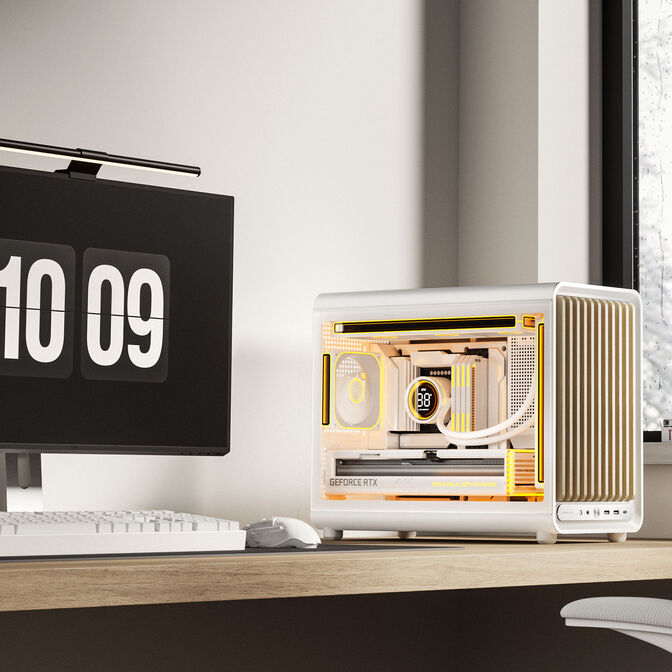 Jonsbo D33 Wood PC-Geh&auml;use, Mini-Geh&auml;use, mATX, Tempered Glass - wei&szlig;, Holz image number 1