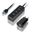 AXAGON HUE-S2BP USB-A-Hub, 4x USB 3.0, external power supply - 1.2 m, power adapter image number null